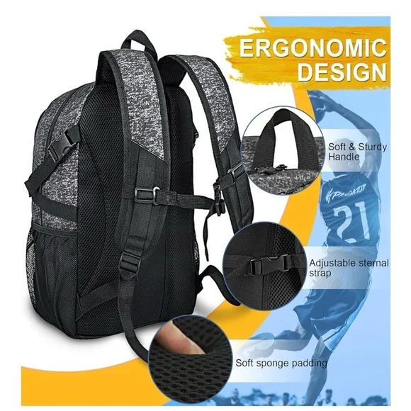 Gray and Black Men's Sport Backpack - Picture 4 of 6